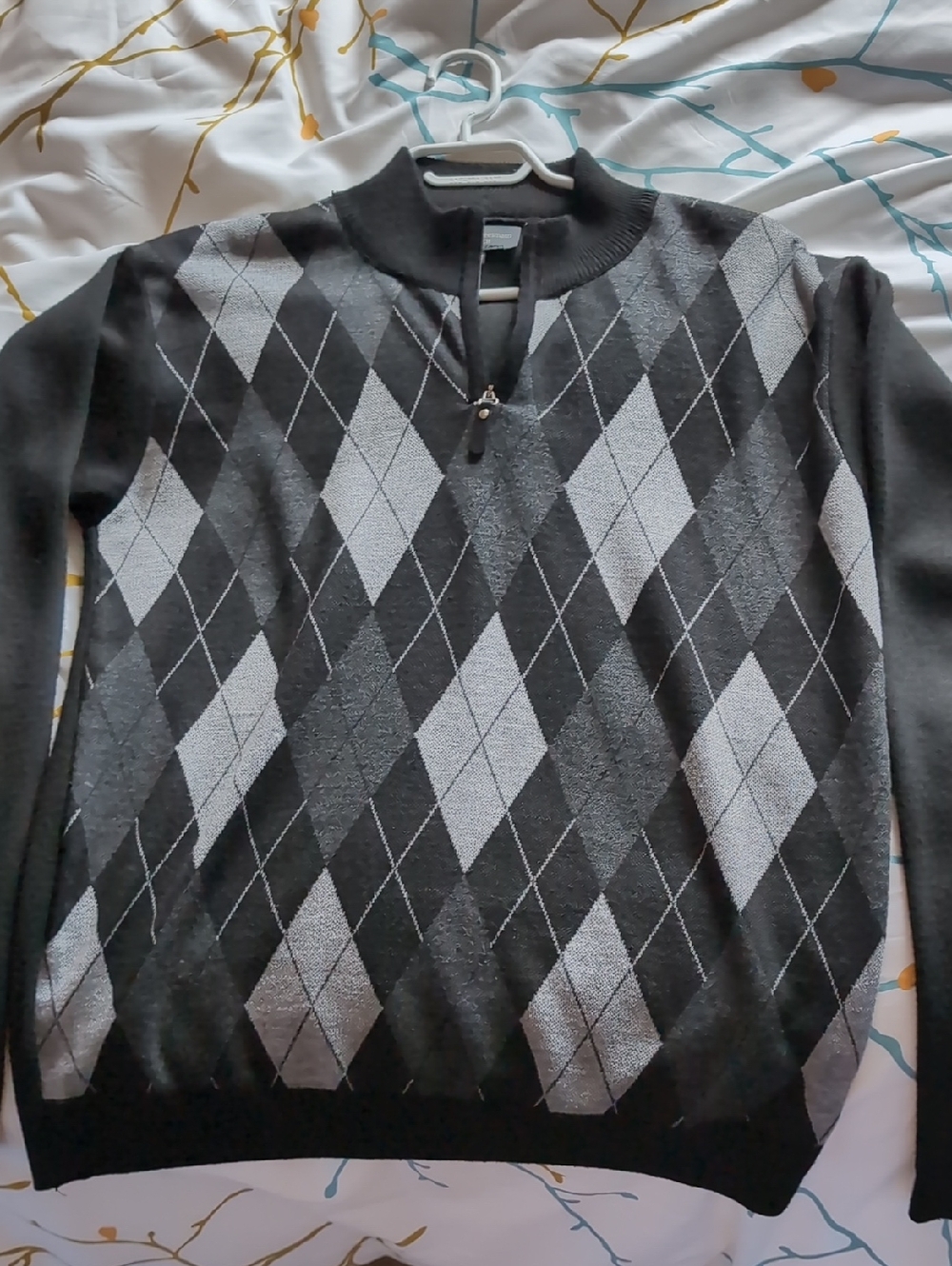 Men's Half-Zip Vroom And Dressman Sweater - Black & Gray